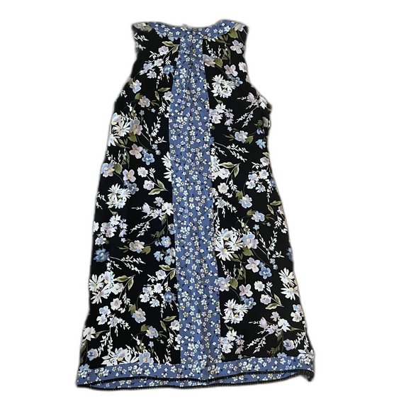 J.Jill Mixed-Print Center-Pleat Black Heirloom Daisies Floral Dress Size SP - Picture 4 of 7